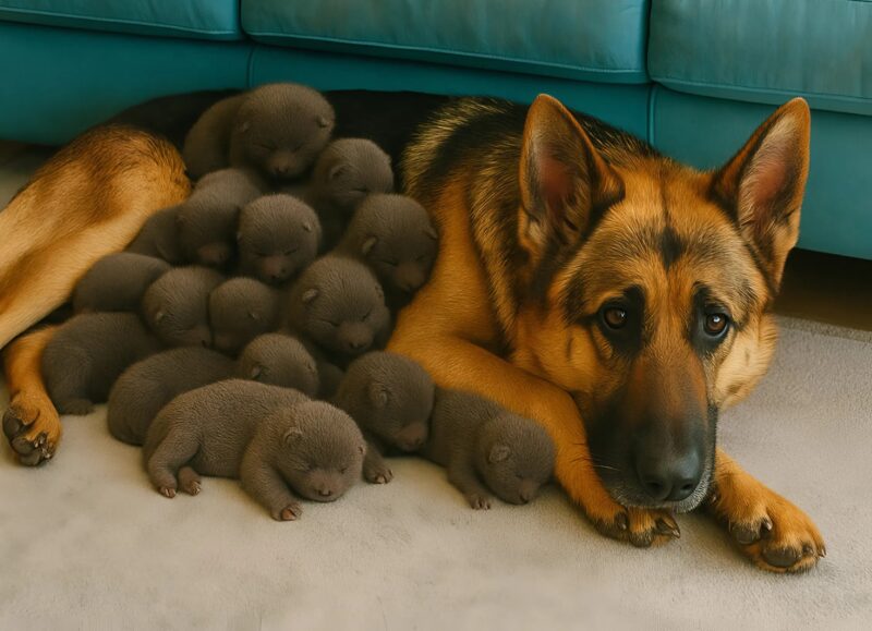 A man found a pregnant German shepherd on the street — when the dog gave birth, the veterinarian was horrified to realize they weren’t puppies at all, but something else