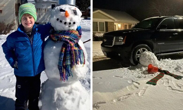 My Son Kept Building a Snowman, and My Neighbor Kept Running It Over with His Car – So My Child Taught the Grown Man a Lesson He’ll Never