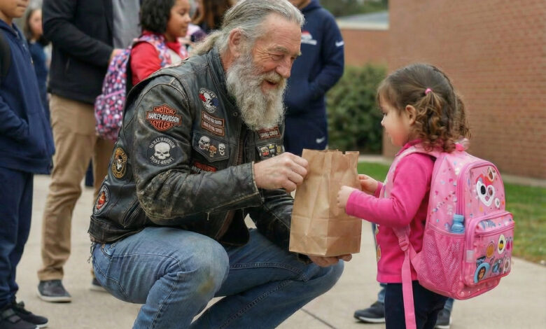 School Called Police On Biker Whom My Daughter Was Feeding Her Lunch Every