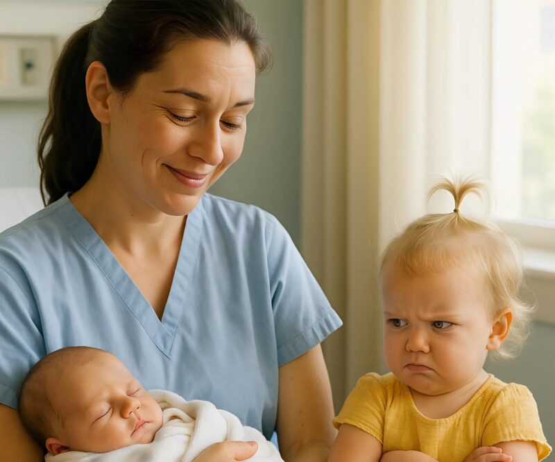 After giving birth, my husband brought our older daughter to meet her baby brother, and when she saw the newborn for the first time, she said a sentence that left both of us completely shocked