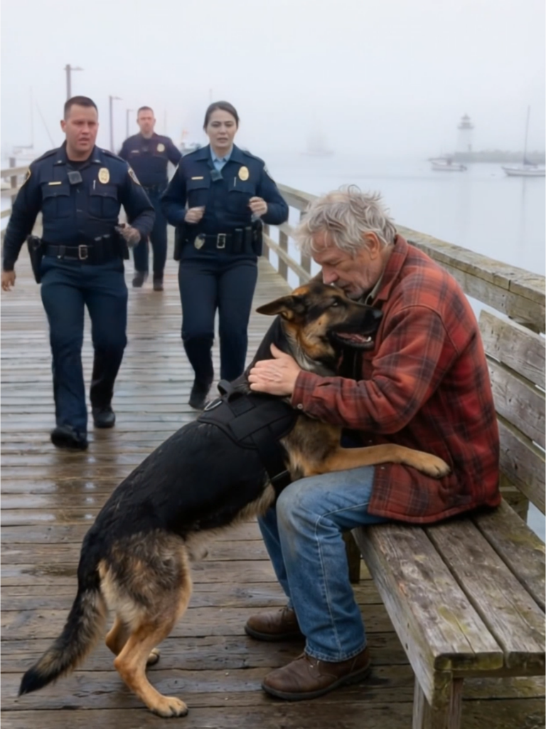 An Old Man Sat Alone on a Foggy Pier—Then a Police K9 Ran Straight Into His Arms and Changed