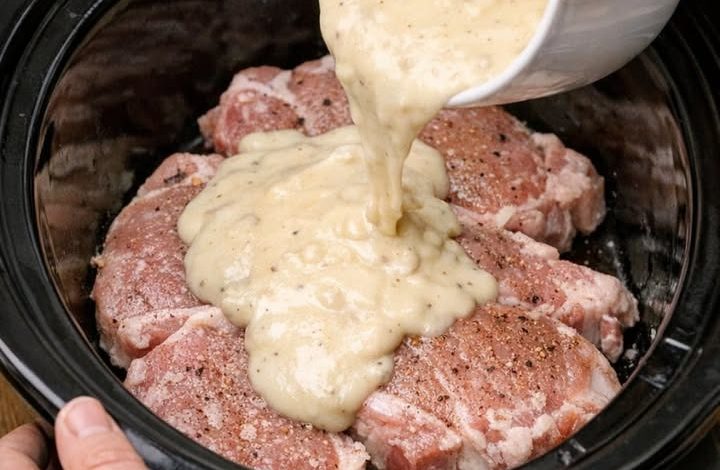Add pork chops and these 2 ingredients in slow cooker for a homestyle meal people beg you to make again
