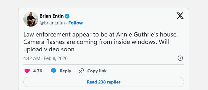 BREAKING: Law enforcement are now investigating the home of Savannah Guthrie’s sister